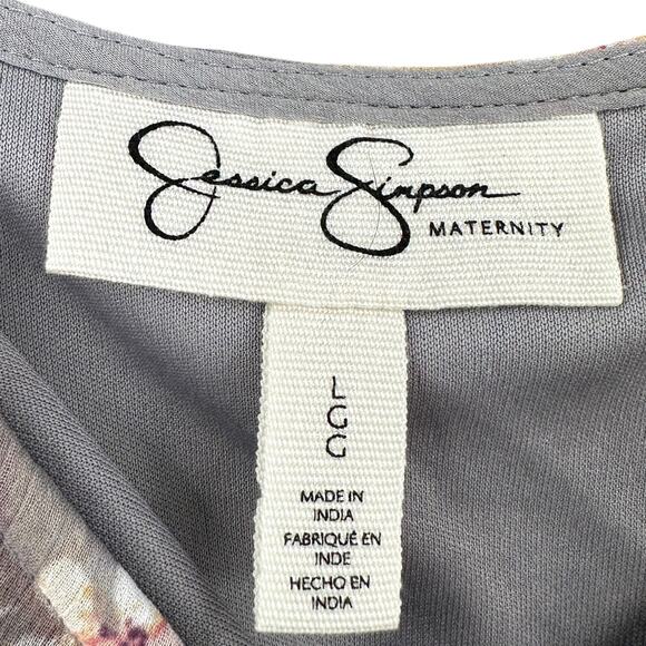 Jessica Simpson Maternity Grey Floral Print Ruffle Sleeveless Maxi Dress Large - Picture 6 of 10